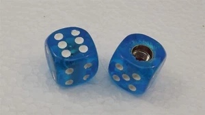  VINTAGE LARGE SIZE 18MM BLUE/CLEAR Dice Valve Caps BMX SCHRADER VALVE NEW - Picture 1 of 3