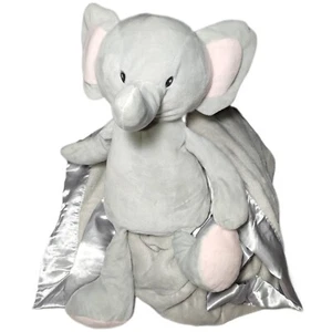 Walgreens Plush Elephant Baby Blanket Set Gray Silver Satin Toy Moon & Stars NEW - Picture 1 of 5