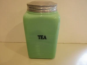 Rare McKee jadite jadeite 48oz screw lid TEA canister - Picture 1 of 22