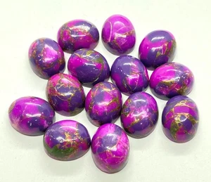 Oval Flat Back Purple Copper Turquoise AAA Loose Gemstone For Assorted Jewelry - Picture 1 of 24