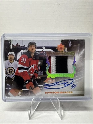 2023-24 Upper Deck Ultimate Collection Access /99 Dawson Mercer UA-DM Patch Auto - Image 1 of 2