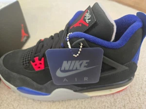 Air Jordan 4 Retro OG (GS) Black/Fire Red Deep Royal Blue 6Y NEW IN BOX - Picture 1 of 2