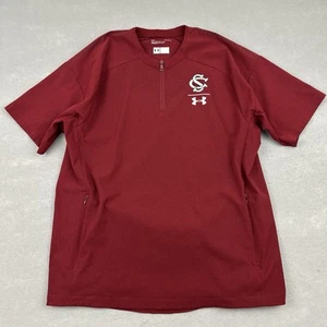 South Carolina Gamecocks Jacket Men Large Red 1/4 Zip UA Windbreaker Baseball L - Picture 1 of 7