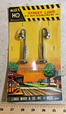 Marx HO #6072 Street Lights ,  NEW In Package on rack card, Made Japan (C) - Image 1 of 4