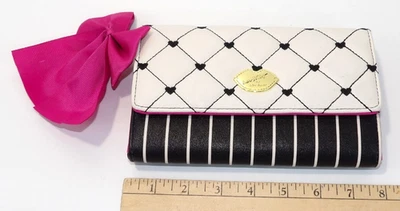 Betsey Johnson Crossbody or Clutch Purse Hot Pink Black White & Gold Chain New! - Image 1 of 4