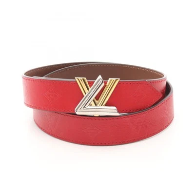 Cinturón LOUIS VUITTON Ceinture Twist M9421 cuero placa dorada rojo usado mujer LV Foto 1 de 4