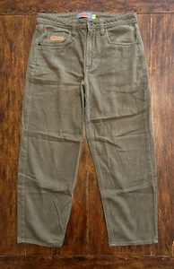 EMPYRE Denim Pants 30 Olive Green Relaxed Baggy Loose Skater Street Wear Y2K - Picture 1 of 11