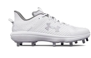 Under Armour Mens Yard Low MT Baseball Cleats 3025592-100 White 8 Metal Harper - Picture 1 of 9