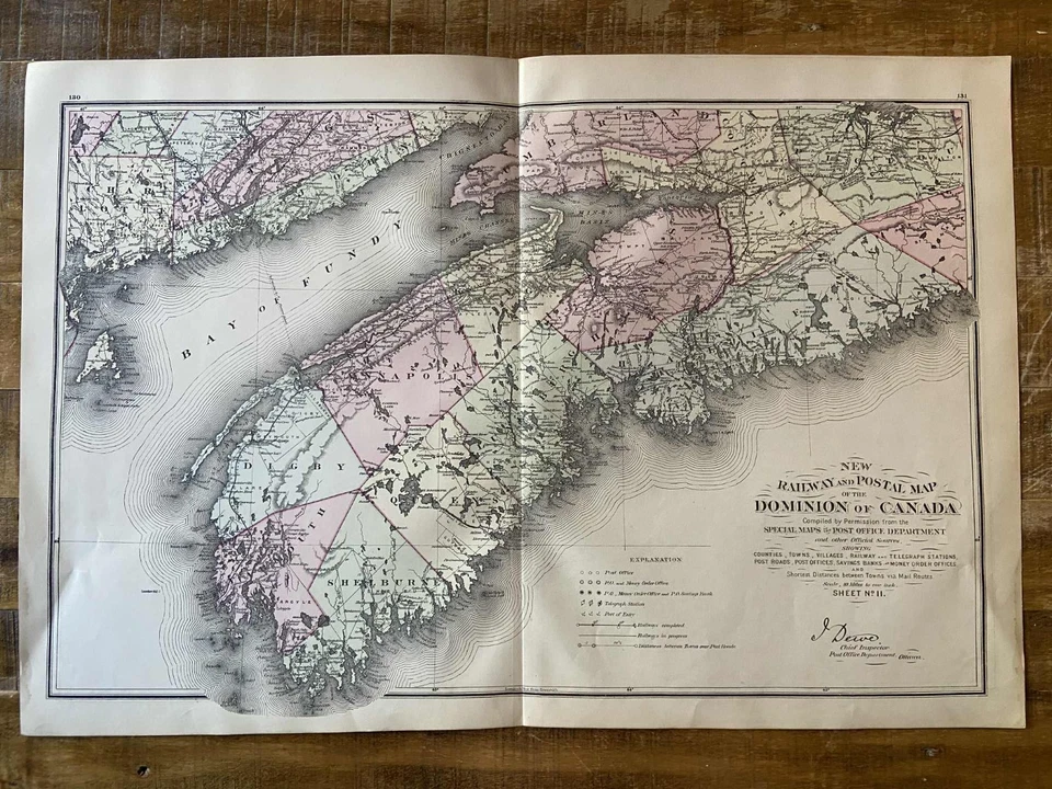 Railway Map of Canada/1877 - Annapolis/Digby/Lunenburg/Halifax areas (Sheet 11) - Image 1 of 4