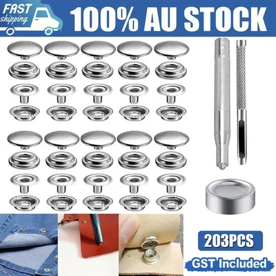 203X Stainless Steel  Snap Fastener Press Studs Cap Button Boat Canvas Marine - Image 1 of 4