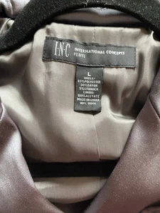 INC Women’s Gray Sateen Trench Style Jacket, Size Large petite - Picture 1 of 7