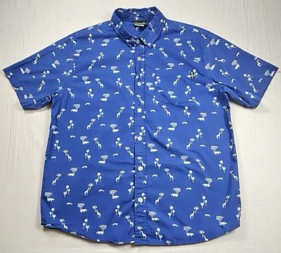 Camisa LRG Lifted Research Group Animal Manga Corta Abotonada Azul Talla Mediana Foto 1 de 4