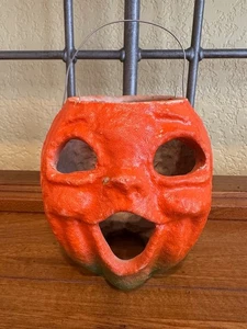 VINTAGE SMALL HALLOWEEN CHOIR BOY PULP JOL PUMPKIN Good Color - Picture 1 of 8