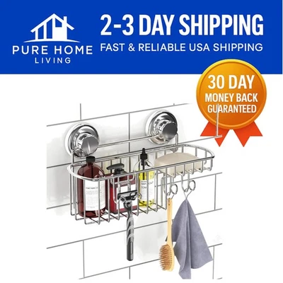 Chrome Shower Organizer - Stainless Steel Caddy with Suction Cup Stability - Image 1 of 4