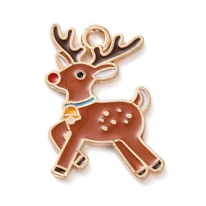 10 Cute Festive Christmas Rudolph Reindeer Gold Tone Charms & Enamel Detail - Picture 1 of 2