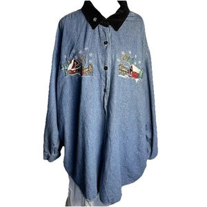Bobbie Brooks 3xl "Christmas" Reitsport Chambray Langarm Samt Kragen - Bild 1 von 8