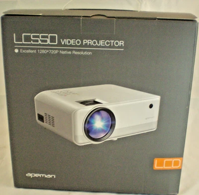 APEMAN LC550 Mini Video Projector And 120” 16:9 Foldable Screen, New In Open Box - Image 1 of 4