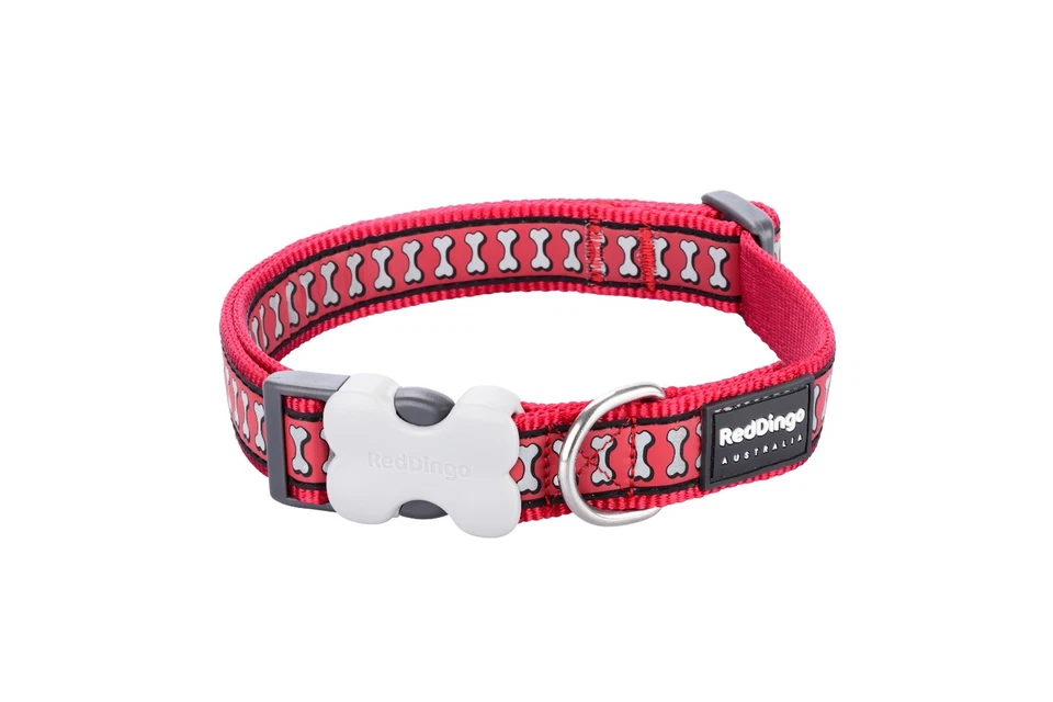 Red Dingo Reflective Collar - Flying Bones in Red Design - Image 1 of 2