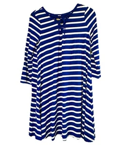 Old Navy Damen T-Shirt Kleid Medium dunkelblau gestreift weich Jersey Schnürung Coastal - Bild 1 von 8