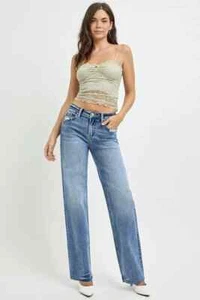 Risen Full Size High Rise Straight Leg Jeans mit Taschen Größe 13/31 Neu mit Etikett - Bild 1 von 6