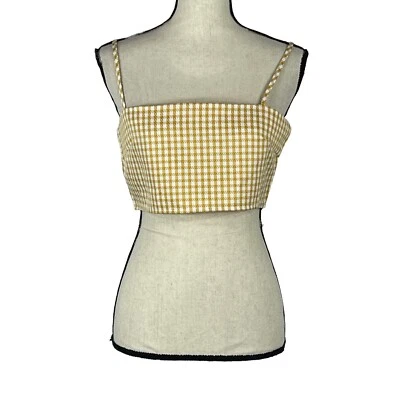 Nasty Gal Talla 8 Top Corto Guinga Espagueti Correa Cremallera Trasera Amarillo Mostaza Nuevo Foto 1 de 4