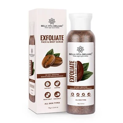 Bella Vita Organic Exfoliate Coffee Scrub For Face & Body Dirt Removal 75 g - Image 1 of 4