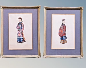 Par de pinturas chinas de dignatarios - Imagen 1 de 12