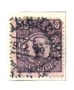 Suecia 1910-1915 Rey Gustavo V 35ore MC: 78 Estampilla Usada Ligeramente Bisagras - Imagen 1 de 1