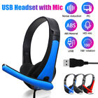 USB Headset Headphone with Microphone MIC For PC Computer Chat Call Gaming UK