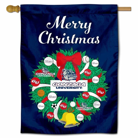 Gonzaga University Happy Holidays Christmas Decorative House Flag Cover