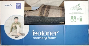 Isotoner Herren Memory Foam Öko Komfort Hausschuhe XXL 13-14 kariert NEU - Bild 1 von 5