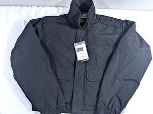 NEW LARGE REG 5.11 TACTICAL DOUBLE DUTY RAIN JACKET BLACK 48096 -PATCHES REMOVED - Picture 1 of 6