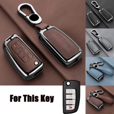 Leather Zinc Alloy Car Key Fob Case Cover For Nissan X-Trail Rogue Qashqai Juke - Image 1 of 4