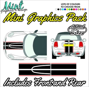 MINI Bonnet Stripes FRONT + REAR Decals Stickers JCW Cooper Clubman Graphics 013 - Picture 1 of 4