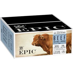 EPIC Protein Bars Beef Sea Salt Pepper Keto and Paleo Friendly 1.3 oz 12 ct - Picture 1 of 10
