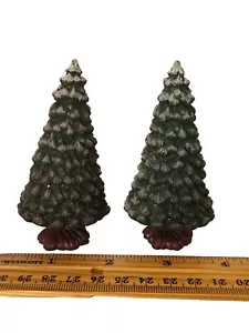 Set of 2 Plastic Vintage Flocked Christmas Trees 3" Tall - Picture 1 of 4