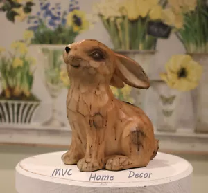 Resin Bunny Sitter Carved Wood Look 7" Rabbit Great for Easter Decor - Picture 1 of 7