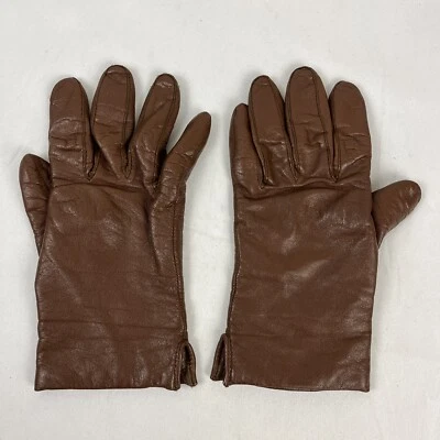 Vintage Fownes Womens Brown Leather Cashmere Lined Gloves Size 7 - Image 1 of 3