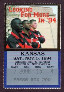 NEBRASKA - TICKET STUB - FB - 11/05/1994 JAYHAWKS vs CORNHUSKERS NATIONAL CHAMPS - Picture 1 of 6