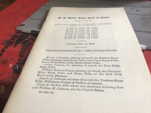 The Sioux Tribe, et al. v. The United States, Appeal in Court of Claims 1974 - Picture 1 of 1