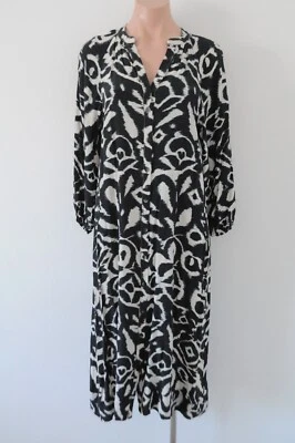 Zara Shirt  Dress Womens Medium Black Blue White Long Sleeve Button Front - image 1 of 4