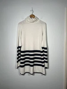 COS Wool & Cotton Ecru Striped Long Jumper / Dress M (Oversized) Luxury Classic - Picture 1 of 15
