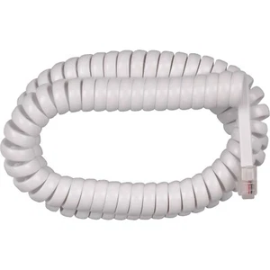 12' ft Telephone Handset COIL Extension Cord Phone Cable 4P4C RJ-22 White BN-120 - Afbeelding 1 van 1