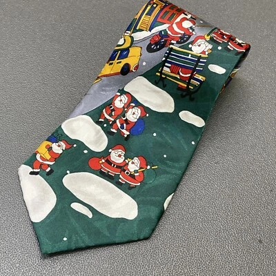 Santas in the City Christmas Tie Steven Harris Handmade Black Polkadot Clauses - Image 1 of 4