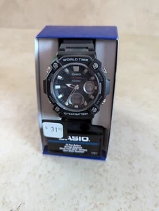 Casio CAS122 Digital Watch Resin Band World Time 3 Alarm 10yr Battery - Picture 1 of 4