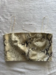 Helmut Lang Python Snake-Embossed Leather Crop Top Beige Color Style N10HW506 - Bild 1 von 12