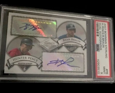2007 Bowman Sterling Hunter Pence/Ryan Braun Dual Auto #PB PSA9 Short Print/275 - Image 1 of 4