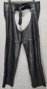 Black Leather Chaps Men's Large Hillside USA C30 - Foto 1 di 16