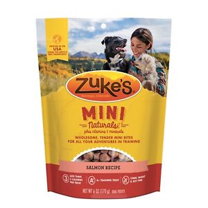 Zuke's Mini Natural Healthy Moist Savory Salmon Recipe Dog Training Treats 6 oz