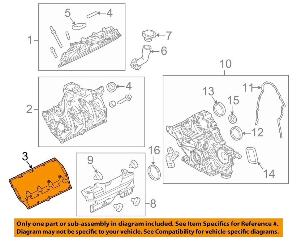 FORD OEM 11-24 F-250 Super Duty Cubiertas de distribución de válvula-Junta de cubierta de válvula BC3Z6584F Foto 1 de 1